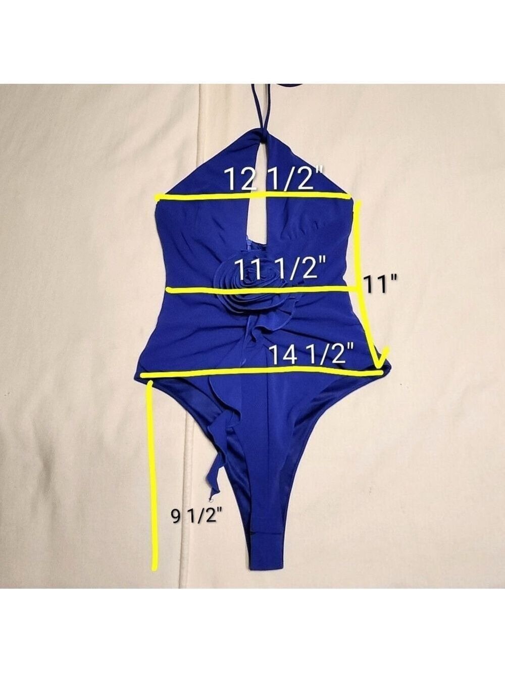Zara Royal Blue Floral Halter Neck Bodysuit Small - Picture 11 of 11